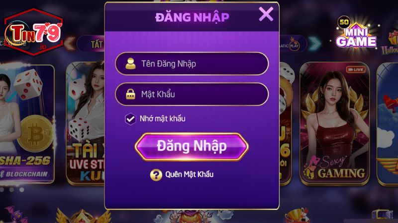 Hướng dẫn đăng nhập Tin79 - Trải nghiệm vô vàn tựa game 5 Điền thông tin đăng nhập
