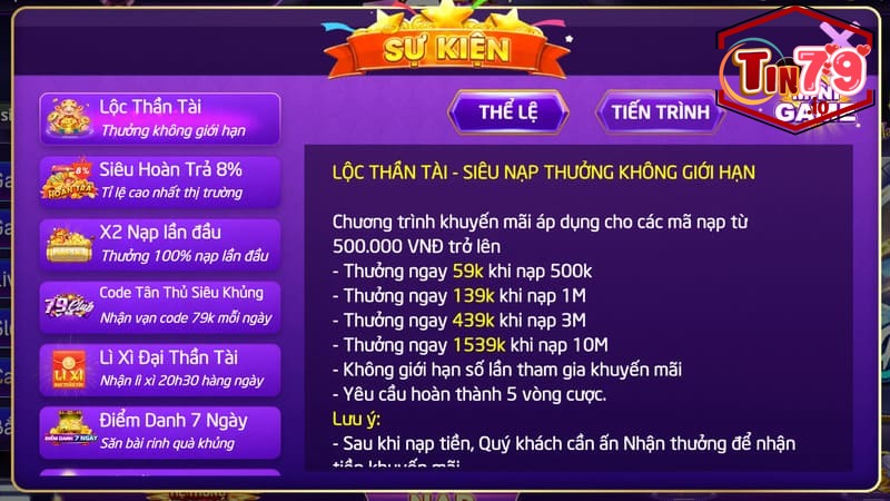 Tin79 - Cổng game đổi thưởng nạp rút siêu tốc 2025 17 Ưu đãi - sự kiện khuyến mãi tại Tin79 Club